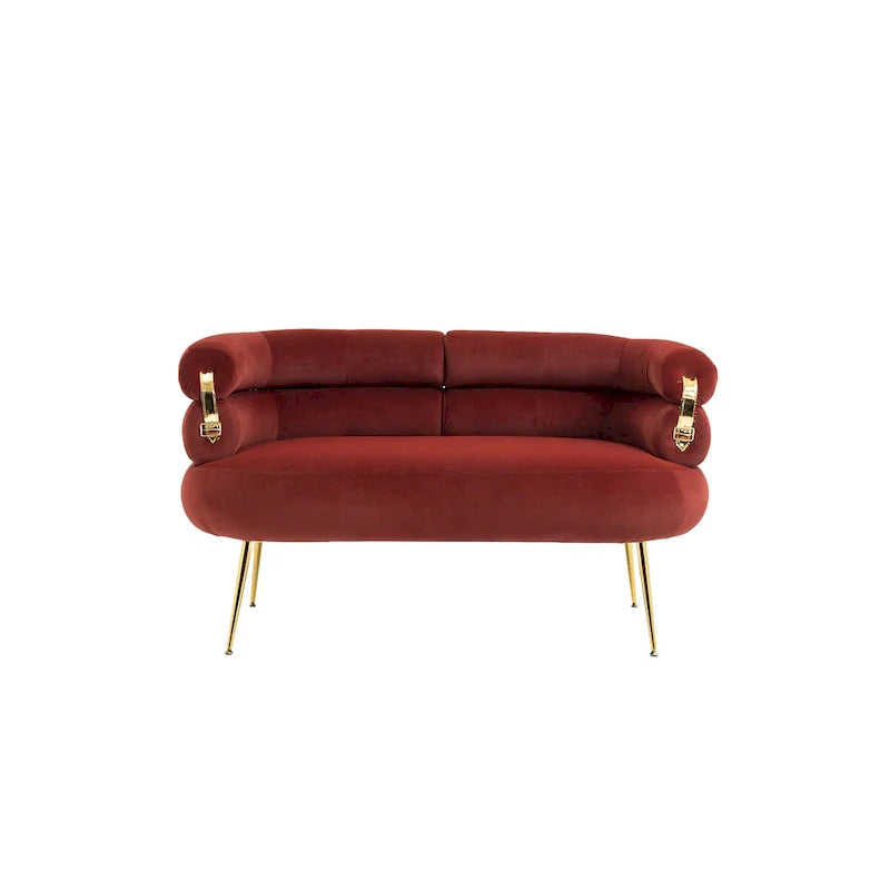 Sillón decorativo tapizado en terciopelo con patas de metal