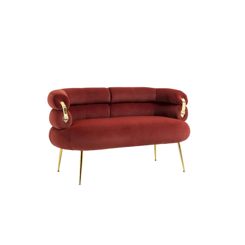 Sillón decorativo tapizado en terciopelo con patas de metal