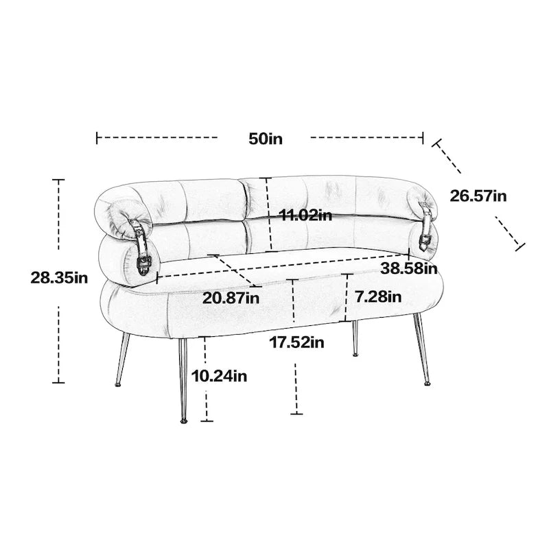 Sillón decorativo tapizado en terciopelo con patas de metal