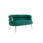 Sillón decorativo tapizado en terciopelo con patas de metal