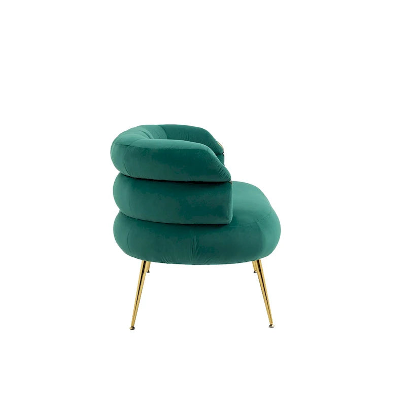 Sillón decorativo tapizado en terciopelo con patas de metal