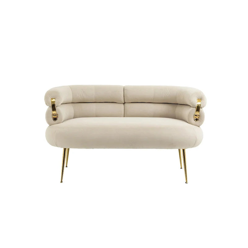 Sillón decorativo tapizado en terciopelo con patas de metal