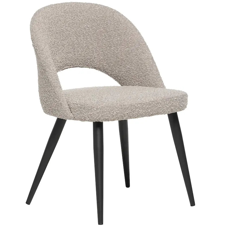 Silla de comedor francesa tapizada en bouclé, estilo moderno de mediados de siglo