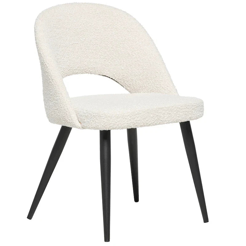 Silla de comedor francesa tapizada en bouclé, estilo moderno de mediados de siglo