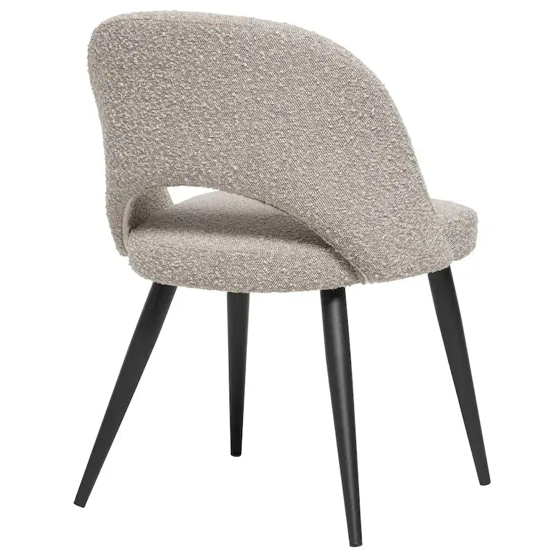 Silla de comedor francesa tapizada en bouclé, estilo moderno de mediados de siglo