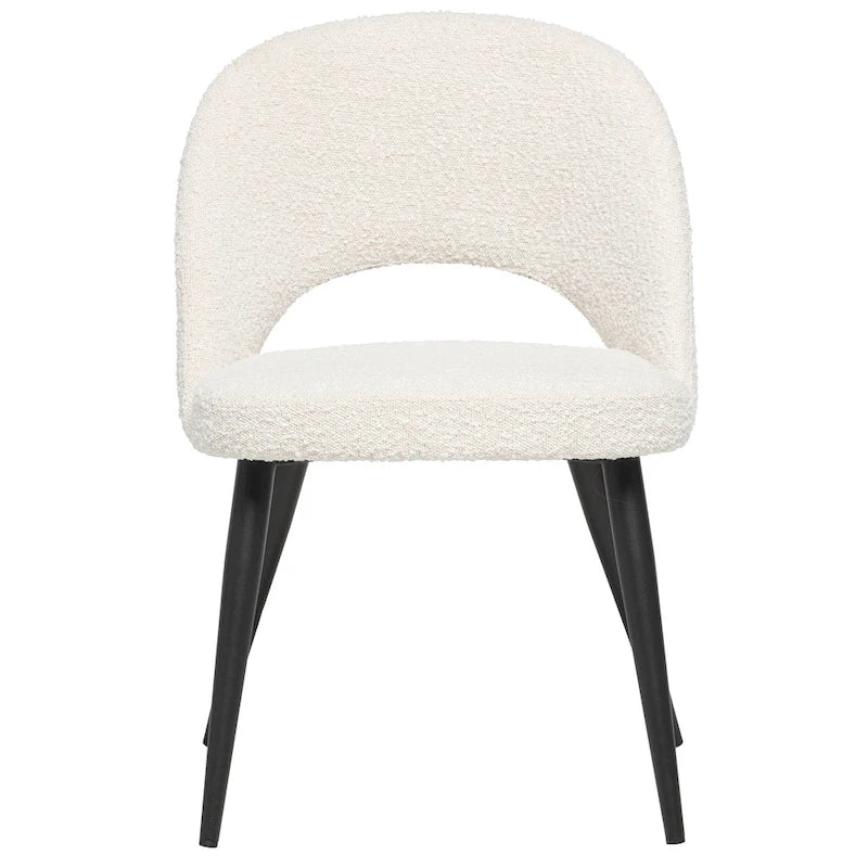 Silla de comedor francesa tapizada en bouclé, estilo moderno de mediados de siglo