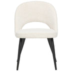 Silla de comedor francesa tapizada en bouclé, estilo moderno de mediados de siglo