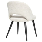 Silla de comedor francesa tapizada en bouclé, estilo moderno de mediados de siglo