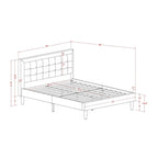 Cama de plataforma - Cabecero de tela de lino tapizado con ribete capitoné de botones - Patas negras