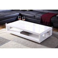 Mesa de centro moderna de alto brillo, color blanco, estilo europeo, de 48 pulgadas
