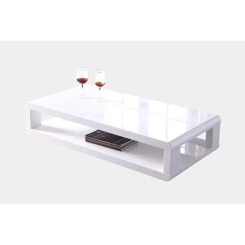 Mesa de centro moderna de alto brillo, color blanco, estilo europeo, de 48 pulgadas