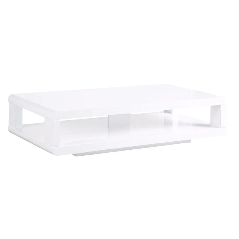 Mesa de centro moderna de alto brillo, color blanco, estilo europeo, de 48 pulgadas