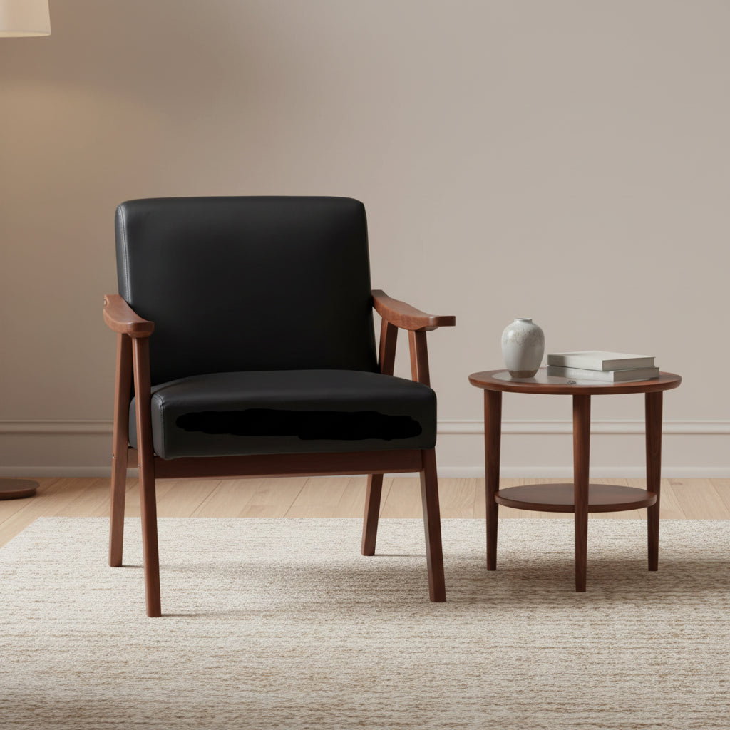 26.37 sillón decorativo ancho de piel sintética