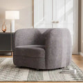 Sillón auxiliar de bucle con brazos curvos modernos, asiento estilo riñón y patas de madera redondas