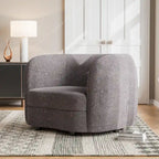 Sillón auxiliar de bucle con brazos curvos modernos, asiento estilo riñón y patas de madera redondas
