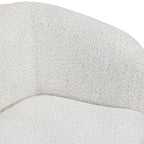 Sillón auxiliar de bucle con brazos curvos modernos, asiento estilo riñón y patas de madera redondas