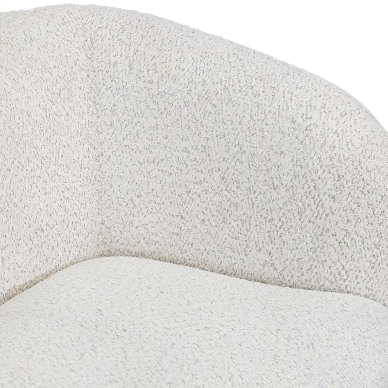 Sillón auxiliar de bucle con brazos curvos modernos, asiento estilo riñón y patas de madera redondas