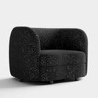 Sillón auxiliar de bucle con brazos curvos modernos, asiento estilo riñón y patas de madera redondas