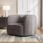 Sillón auxiliar de bucle con brazos curvos modernos, asiento estilo riñón y patas de madera redondas