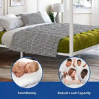 Estructura de cama plataforma King Size de metal blanco con dosel