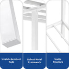Estructura de cama plataforma King Size de metal blanco con dosel