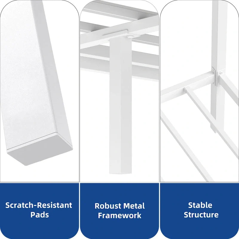 Estructura de cama plataforma King Size de metal blanco con dosel