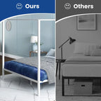Estructura de cama plataforma King Size de metal blanco con dosel