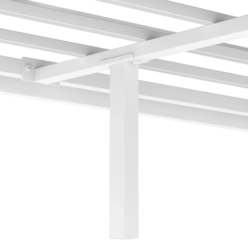 Estructura de cama plataforma King Size de metal blanco con dosel