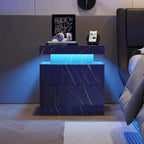 Mesita de Noche de 2 Cajones con Luces LED