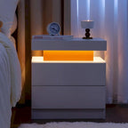 Mesita de Noche de 2 Cajones con Luces LED
