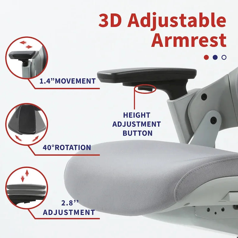 Silla de oficina ergonómica ajustable en altura – Tela gris