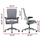 Silla de oficina ergonómica ajustable en altura – Tela gris
