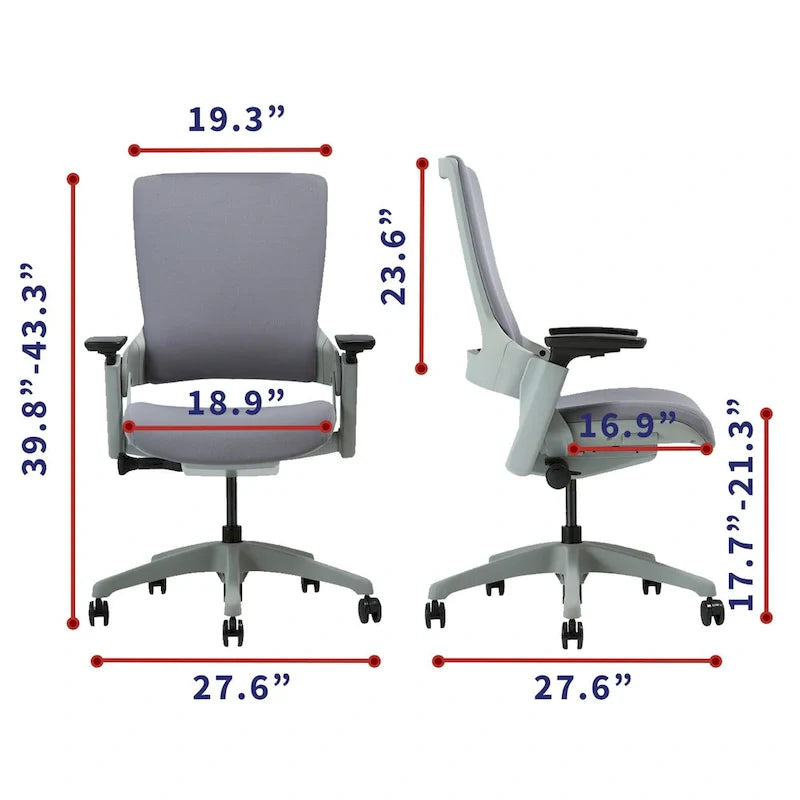 Silla de oficina ergonómica ajustable en altura – Tela gris