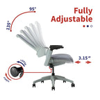 Silla de oficina ergonómica ajustable en altura – Tela gris