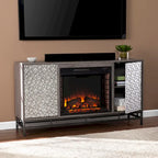 Mueble de TV con Chimenea Eléctrica de Madera Gris Contemporáneo
