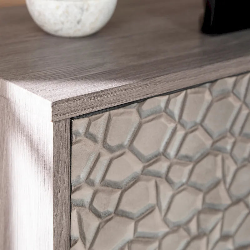 Mueble de TV con Chimenea Eléctrica de Madera Gris Contemporáneo