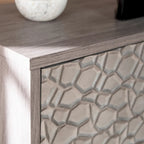 Mueble de TV con Chimenea Eléctrica de Madera Gris Contemporáneo