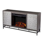 Mueble de TV con Chimenea Eléctrica de Madera Gris Contemporáneo