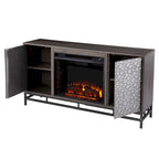 Mueble de TV con Chimenea Eléctrica de Madera Gris Contemporáneo