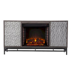 Mueble de TV con Chimenea Eléctrica de Madera Gris Contemporáneo
