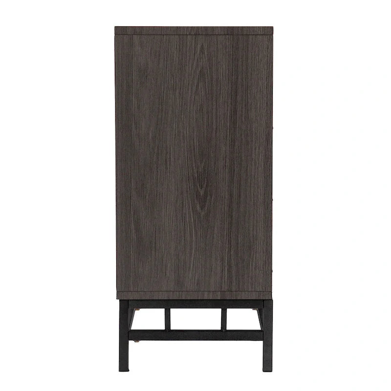 Mueble de TV con Chimenea Eléctrica de Madera Gris Contemporáneo
