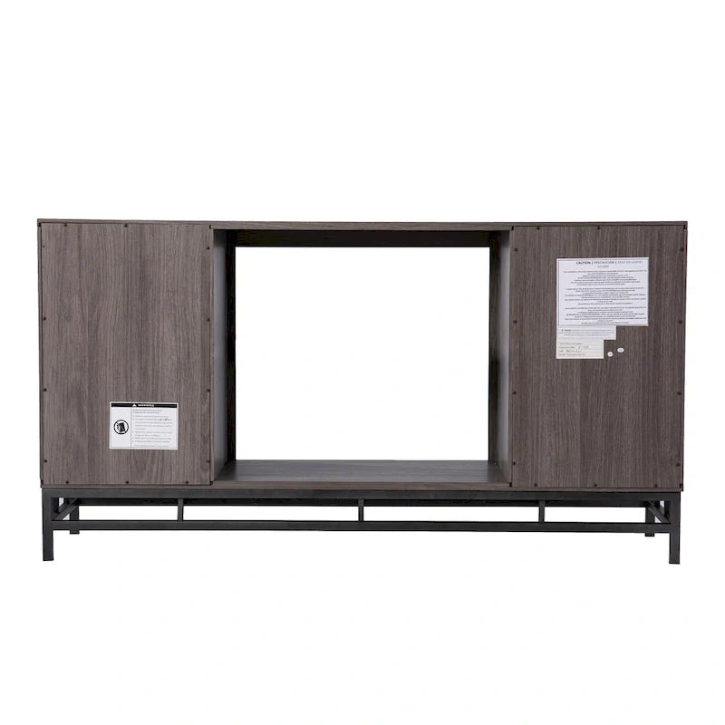 Mueble de TV con Chimenea Eléctrica de Madera Gris Contemporáneo