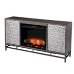 Mueble de TV con Chimenea Eléctrica de Madera Gris Contemporáneo