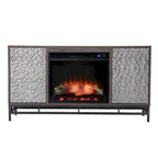 Mueble de TV con Chimenea Eléctrica de Madera Gris Contemporáneo