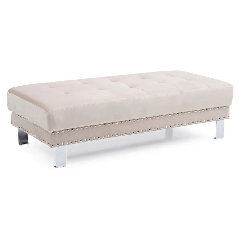 Puf otomano de terciopelo extragrande