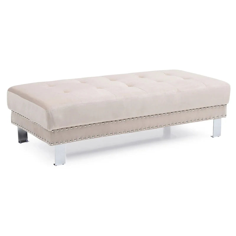 Puf otomano de terciopelo extragrande