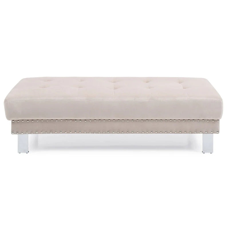 Puf otomano de terciopelo extragrande
