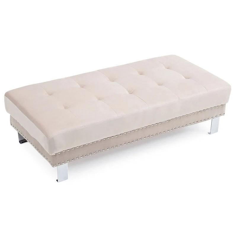 Puf otomano de terciopelo extragrande