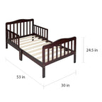 Cama de madera para niños pequeños con barandillas de seguridad