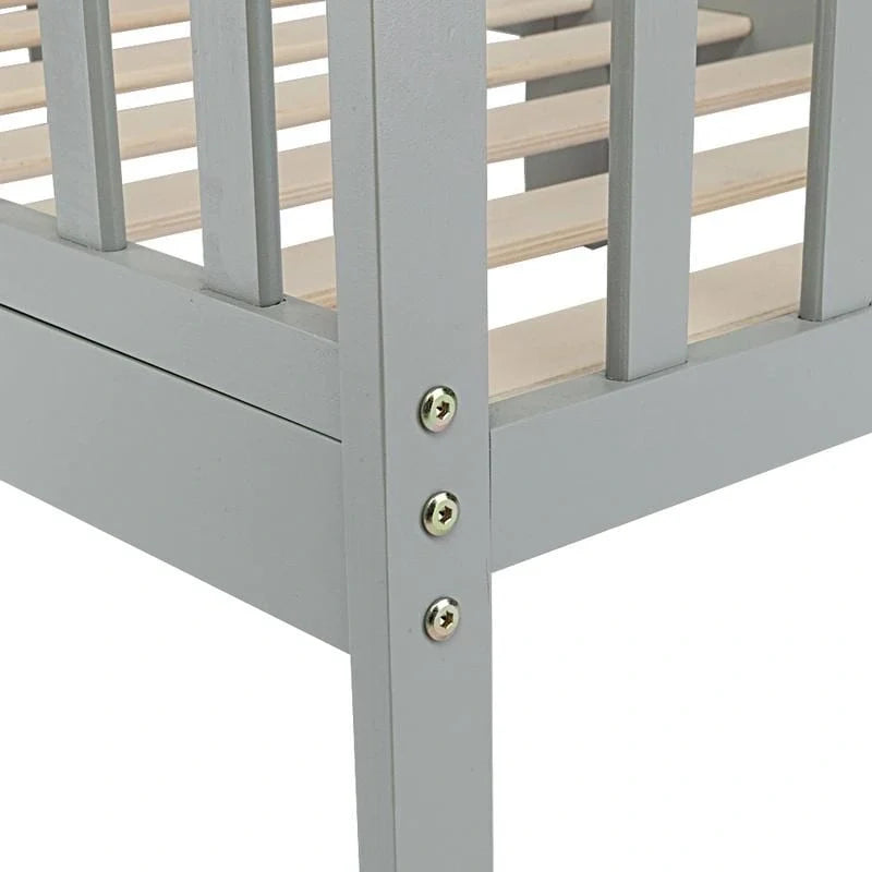 Cama de madera para niños pequeños con barandillas de seguridad